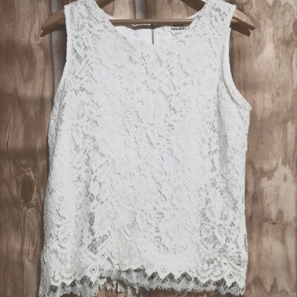 Floral white lace top